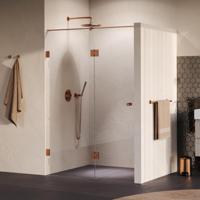 Brauer Void - Carving Nisdeur - 2-Delig - Helder Glas - 130 x 200 cm - Omkeerbaar - met Draaideur 60 cm - Aan Glas - incl. Glascoating - PVD Koper Geborsteld - thumbnail