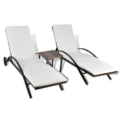 VidaXL Ligbedden met tafel poly rattan bruin