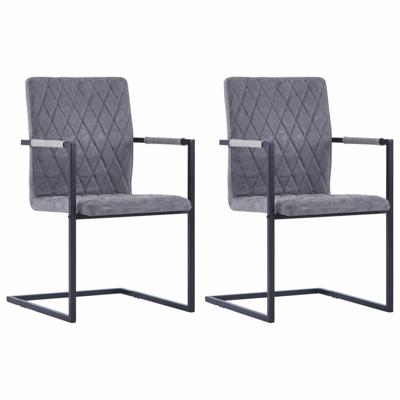 VidaXL Eetkamerstoelen 2 st kunstleer donkergrijs