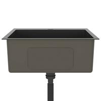 Gootsteen met kraangat handgemaakt roestvrij staal zwart - thumbnail