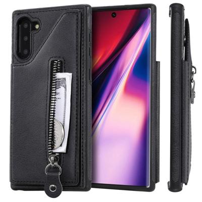 Voor Galaxy Note 10 effen kleur dubbele gesp rits schokbestendige beschermhoes (zwart)