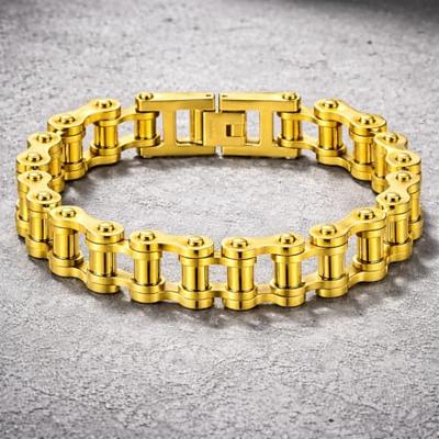 Heren armband Edelstaal Biker Chain Goudkleurig Heren armband Edelstaal Biker Chain Goudkleurig