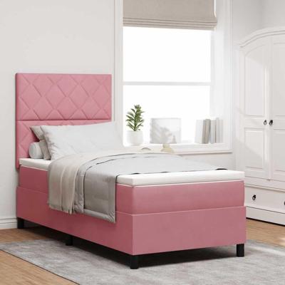 Boxspringbed met matras met hoofdeinde Roze 100 x 200 cm Stof