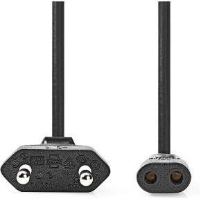 Nedis Stroomkabel | Euro Male | IEC-320-C1 | Recht | Recht | Vernikkeld | 2.00 m | Gekruld | PVC | Zwart | Label - CEGL11062BK20