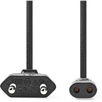 Nedis Stroomkabel | Euro Male | IEC-320-C1 | Recht | Recht | Vernikkeld | 2.00 m | Gekruld | PVC | Zwart | Label - CEGL11062BK20 - thumbnail