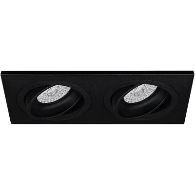 Spot Armatuur GU10 - Pragmi Borny Pro - GU10 Inbouwspot - Rechthoek Dubbel - Zwart - Aluminium - Kantelbaar - 175x92mm