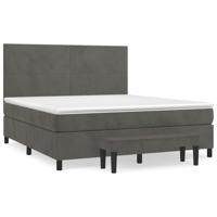 Boxspring met matras fluweel donkergrijs 180x200 cm - thumbnail