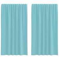 Gordijnen voile met roedezakken 2 st turkoois - thumbnail