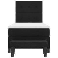 Boxspringbed met matras en bank stof zwart 100x200 cm - thumbnail