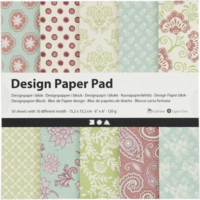 Creativ Company Design papierblok mint groen/paars, 50 vellen