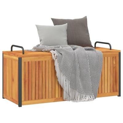 Kussenbox 110x45x42/53 cm massief acaciahout en staal