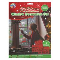 Creative Craft Group Kerst raamsjablonen set met raamstiften - thumbnail