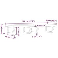 Badkamer wandschap staal en massief acaciahout - thumbnail