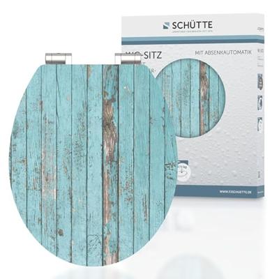 MDF High Gloss WC-bril BLUE WOOD met soft-close lange levensduur: extreem onbreekbaar en krasbestendig comfort en functie: geruisloos sluiten dankzij de automatische valrem eenvoudig schoon te m