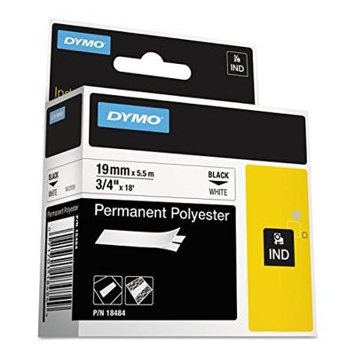 Labeltape DYMO IND RHINO 18765 Polyester Tapekleur: Wit Tekstkleur:Zwart 19 mm 5.5 m