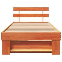Bedframe met lade met hoofdeinde met opslag Wasbruin 90 x 200 cm Grenenhout - thumbnail