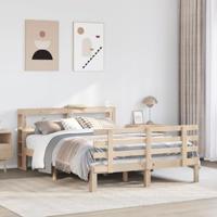 Bedframe met hoofdbord massief grenenhout 120x190 cm - thumbnail