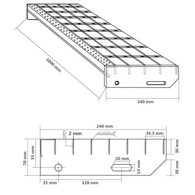 VidaXL Traptrede rooster 100x24x7 cm gegalvaniseerd staal - thumbnail