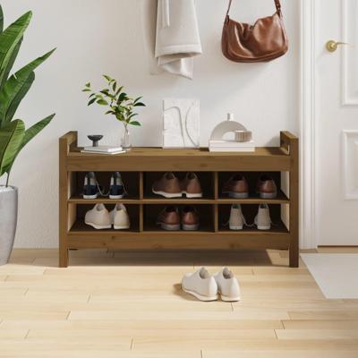 Halbankje 110x40x60 cm massief grenenhout honingbruin