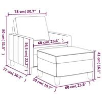 Fauteuil met voetenbank 60 cm kunstleer grijs - thumbnail