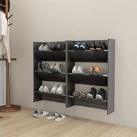 VidaXL Wandschoenenkasten 2 st 60x18x90 cm hout hoogglans grijs - thumbnail