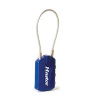 Masterlock 30mm address tag padlock - zinc body - 15cm steel cable with vinyl cov - 4684EURD - thumbnail