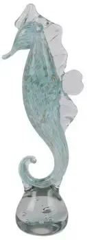 Decoris ornament glas zeepaardje 8x8x32cm ijsblauw