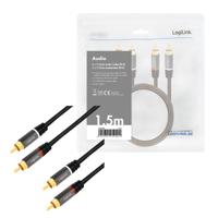 LogiLink CA1203 Cinch Audio Aansluitkabel 1.5 m Zwart Afgeschermd, Kleurcodering - thumbnail