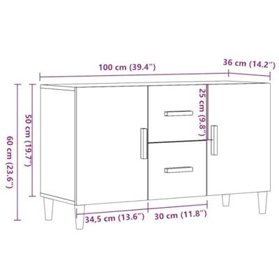 Dressoir 100x36x60 cm bewerkt hout artisanaal eikenkleurig