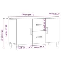 Dressoir 100x36x60 cm bewerkt hout oud houtkleurig - thumbnail