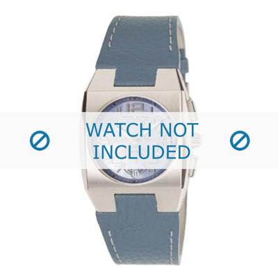 Breil horlogeband 2519750412 Leder Lichtblauw + wit stiksel