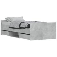 Bedframe met hoofd- en voeteneinde betongrijs 100x200 cm - thumbnail