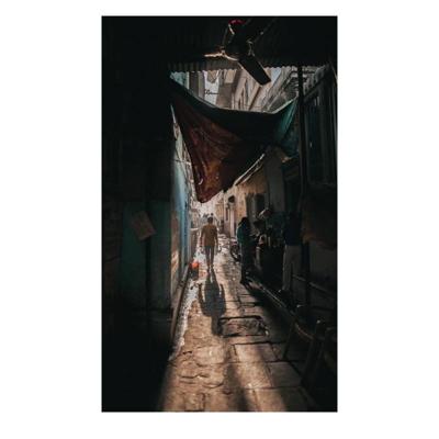 Wanddecoratie Steegje 70x118 | Multicolor