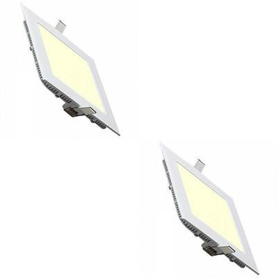 LED Downlight Vierkant 2-Pack - 3W Warm Wit 2700K - Mat Wit - 89mm