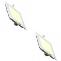 LED Downlight Vierkant 2-Pack - 3W Warm Wit 2700K - Mat Wit - 89mm - thumbnail