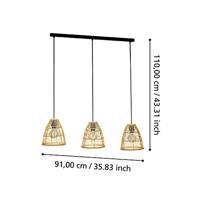 Eglo Eetkamer hanglampAyesgarth met rieten kappen - 43867 - thumbnail