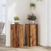 Plantenstandaards 2 st 30x30x70 cm bewerkt hout oud houtkleurig - thumbnail