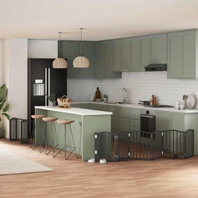 Hondenhek inklapbaar 15 panelen 750 cm populierenhout zwart