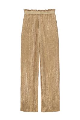Like Flo Zomer broek meisjes Goud - plisse metallic + elastische tailleband
