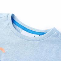 Kindershirt 128 gemleerd zachtblauw - thumbnail