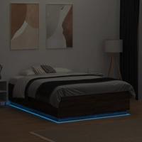 Bedframe met LED-verlichting bruin eikenkleurig 135x190 cm - thumbnail