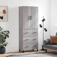 Hoge kast 69,5x34x180 cm bewerkt hout grijs sonoma eikenkleurig - thumbnail