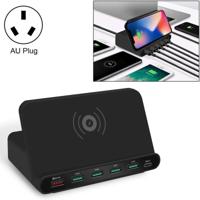 828W 7 in 1 60W QC 3 0 USB-interface + 4 USB-poorten + USB-C/type-C-interface + draadloos opladen multifunctionele oplader met mobiele telefoon houder - thumbnail