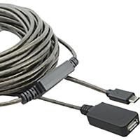 Renkforce RF-5067256 USB-kabel USB 2.0 USB-C stekker, USB-A bus 10.00 m Zwart Actief met signaalversterking, Vergulde steekcontacten - thumbnail