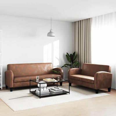 Bankstel kunstsuède bruin 2-delig