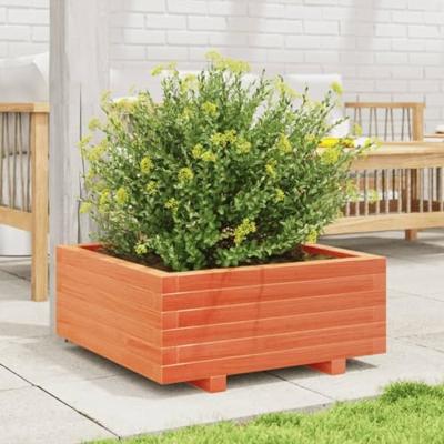 VidaXL Plantenbak 60x60x26,5 cm massief grenenhout wasbruin VidaXL Plantenbak 60x60x26,5 cm massief grenenhout wasbruin