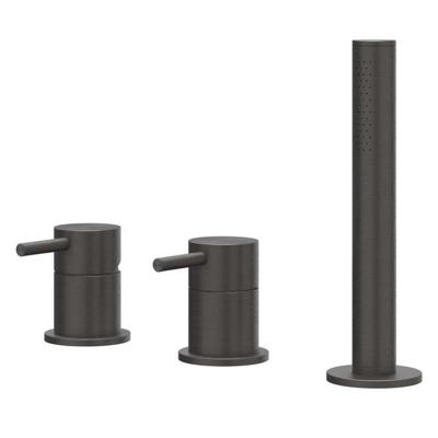 Badrandcombinatie IVY Concord 3-gats Mengkraan Met Uittrekbare Handdouche Zonder Uitloop RVS316 Geborsteld Carbon Black PVD