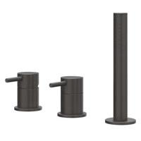 Badrandcombinatie IVY Concord 3-gats Mengkraan Met Uittrekbare Handdouche Zonder Uitloop RVS316 Geborsteld Carbon Black PVD - thumbnail