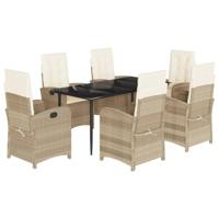 7-delige Tuinset met kussens poly rattan beige - thumbnail