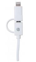 Manhattan Micro-USB-oplaadkabel voor Apple en Android apparaat wit - thumbnail